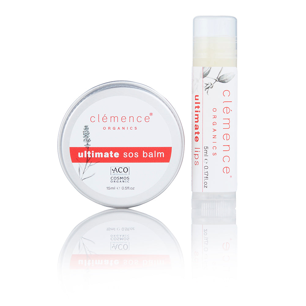 Clemence Organics Ultimate SOS Balm & Ultimate Lips Gift Box 20ml
